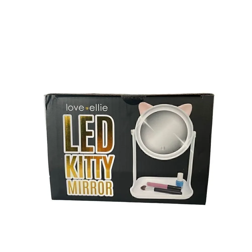 Love Ellie Onyx LED Kitty Makeup Mirror with Storage  USB Charge Dimmable